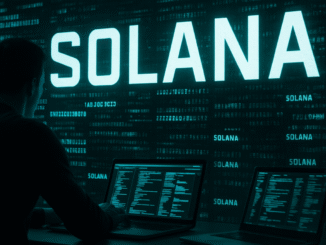 Illustration of Phantom’s PSOL liquid staking token with a glowing logo and free-flowing tokens representing staking flexibility in the crypto ecosystem.