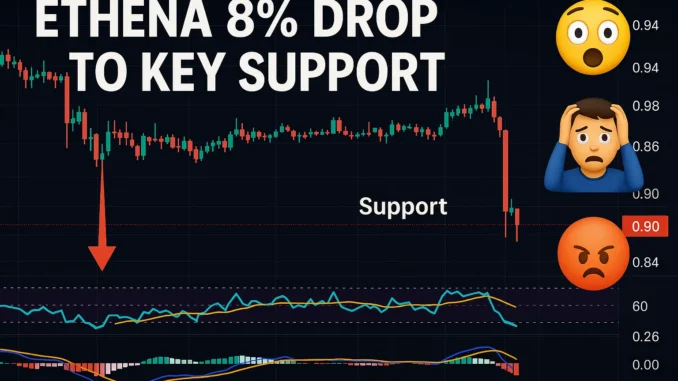 Ethena price drop of 8% to key support level despite Coinbase listing hype